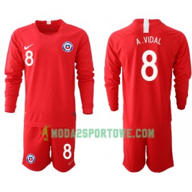 Koszulka Chile A. VIDAL 8 Dziecięcy Domowe Stroje Piłkarskie 2018/19 Długi Rękaw